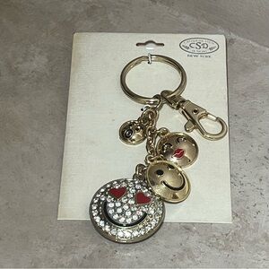 Catherine Stein Happy Face Emoji Charms Keychain New